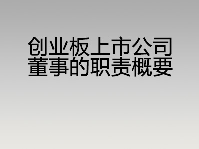 创业板上市公司董事的职责概要