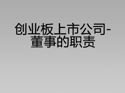 创业板上市公司 – 董事的职责